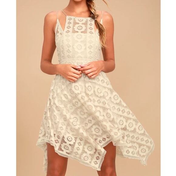 Free People Just Like Honey Beige Lace Dress - Size 4 - Picture 1 of 8